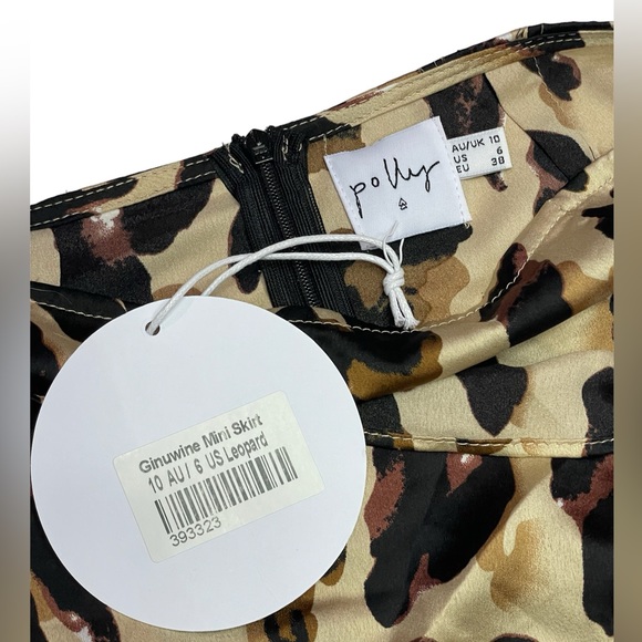 Princess Polly Small Leopard Cheetah Print Wrap Satin Mini Skirt - Picture 3 of 8